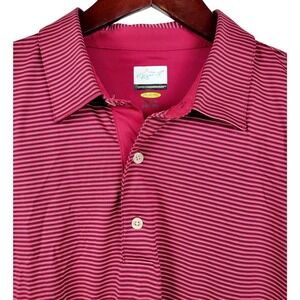 Greg‎ Norman XXL Play Dry Golf Polo Shirt Striped Burgundy Short Sleeve